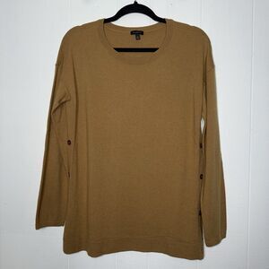 Talbots Women’s Crewneck Sweater Side Button Detail Brown Size Small